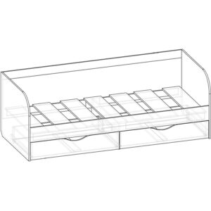 Картинка Кровать односпальная Фаворит-1 – 2 ящика черно-белая схема ракурс-1