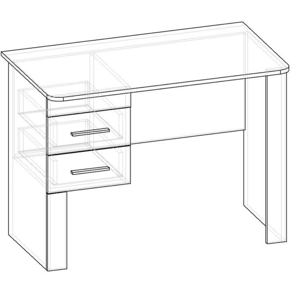 Картинка Письменный стол Фаворит-1 для школьника черно-белая схема ракурс-1