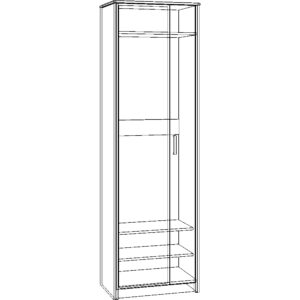 Картинка Шкаф-пенал Прихожая №5 Модуль №3 – 2-х дверный дизайн 2 черно-белая схема ракурс-1